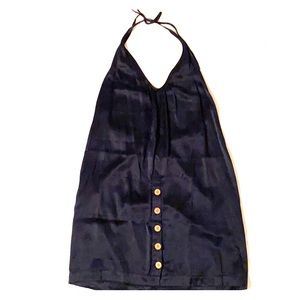 Jenni Kayne Silk Halter Slip Dress w Buttons